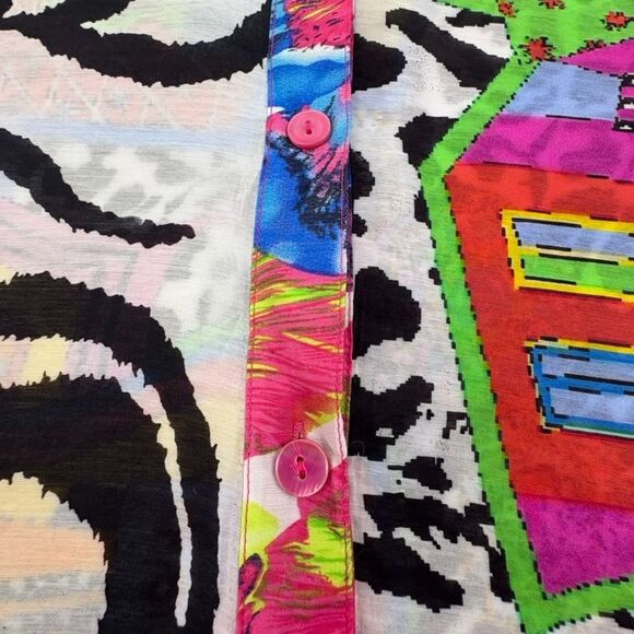 Dopamine Maximalist Abstract Artsy Tunic Color Cotton Pleats Collection Pings XL - Picture 7 of 16